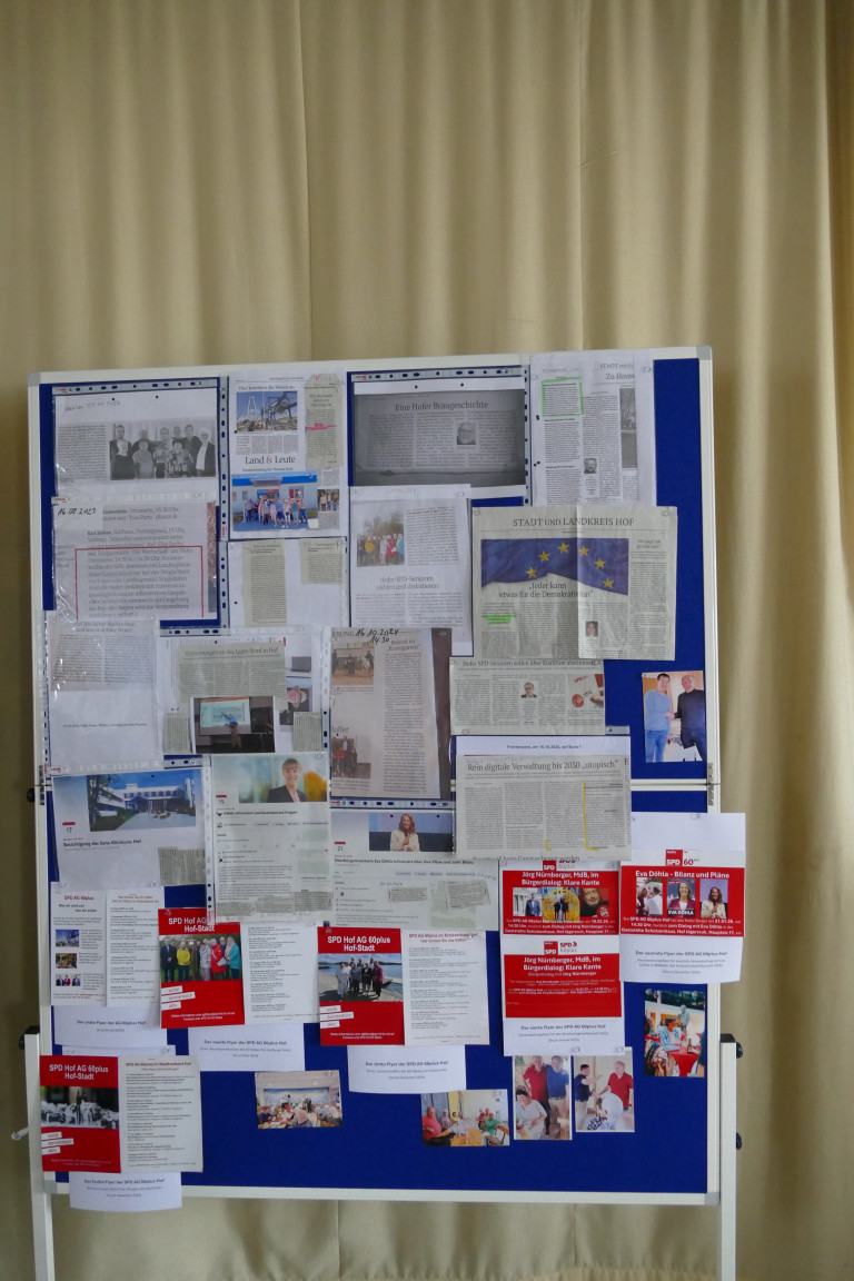 SPD AG 60plus Hof Jubiläum: Zeitungsartikel, Fotos, Flyer und Veranstaltungspläne der letzten 4 Jahre