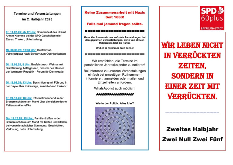 SPD AG 60plus Bayreuth: Halbjahresprogramm 2025 / 2 Seite 2